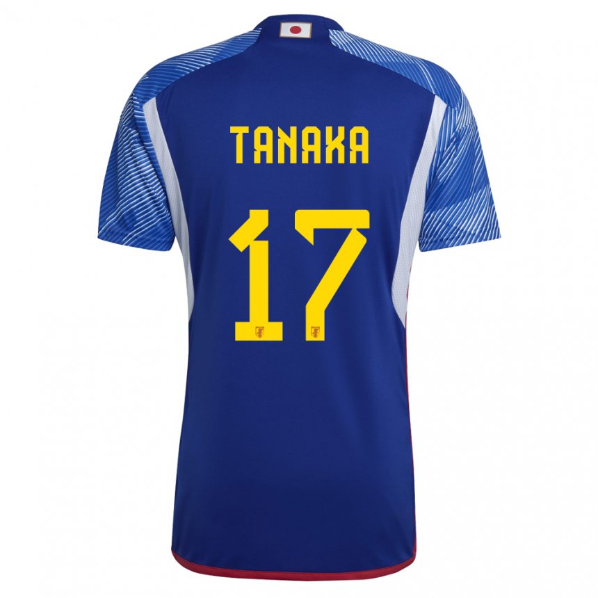 Kinder Japanische Ao Tanaka #17 Königsblau Heimtrikot Trikot 22-24 T-shirt Belgien