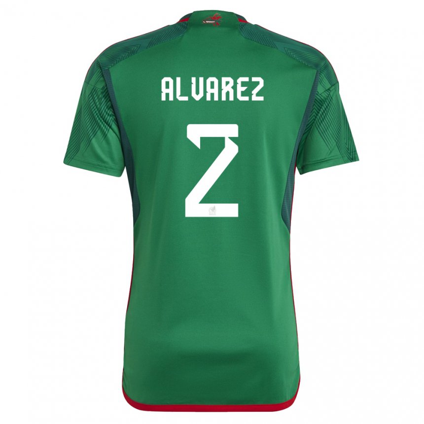Kinder Mexikanische Kevin Alvarez #2 Grün Heimtrikot Trikot 22-24 T-shirt Belgien