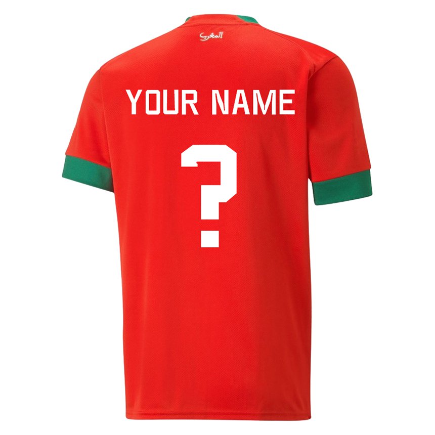 Enfant Maillot Maroc Votre Nom #0 Rouge Tenues Domicile 22-24 T-shirt Belgique