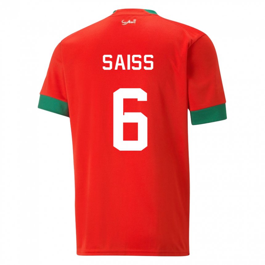 Kinderen Marokkaans Romain Saiss #6 Rood Thuisshirt Thuistenue 22-24 T-shirt België
