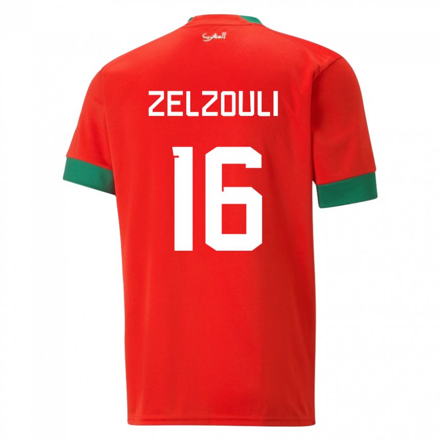 Enfant Maillot Maroc Abdessamad Zelzouli #16 Rouge Tenues Domicile 22-24 T-shirt Belgique