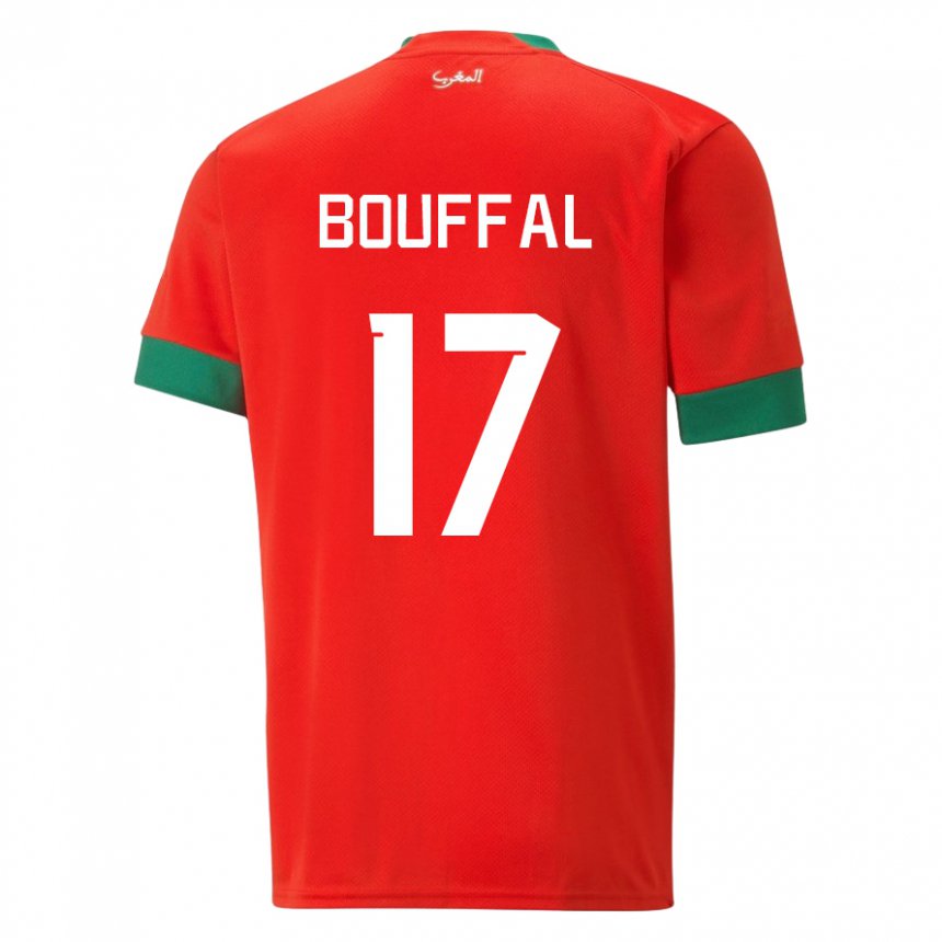Enfant Maillot Maroc Soufiane Bouffal #17 Rouge Tenues Domicile 22-24 T-shirt Belgique