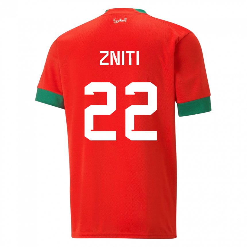 Enfant Maillot Maroc Anas Zniti #22 Rouge Tenues Domicile 22-24 T-shirt Belgique