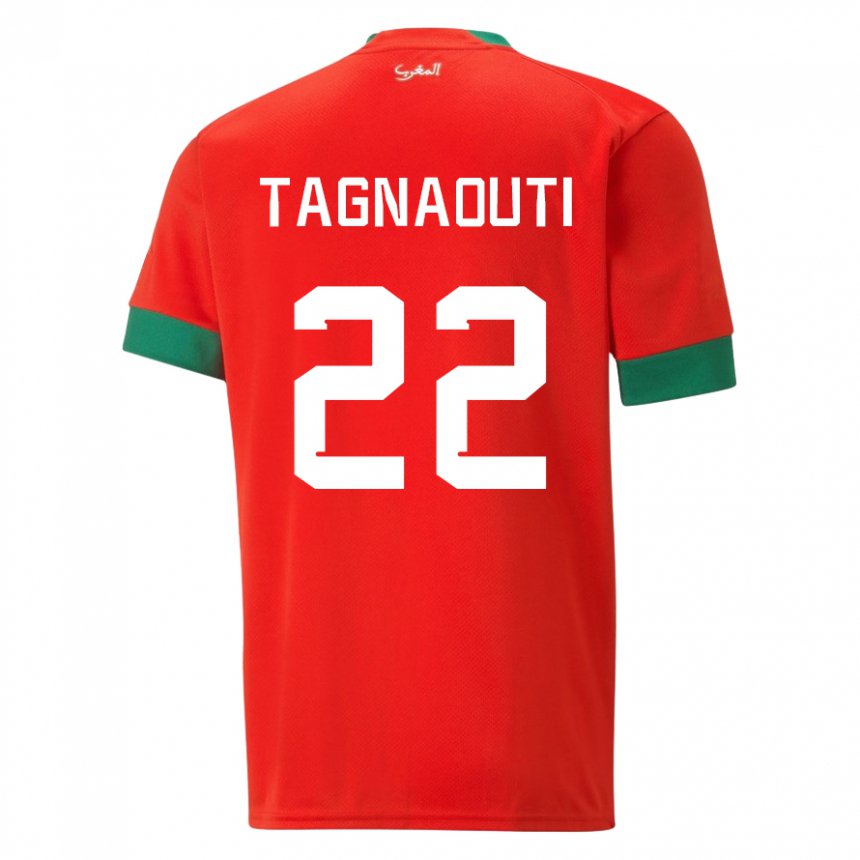 Enfant Maillot Maroc Ahmed Reda Tagnaouti #22 Rouge Tenues Domicile 22-24 T-shirt Belgique