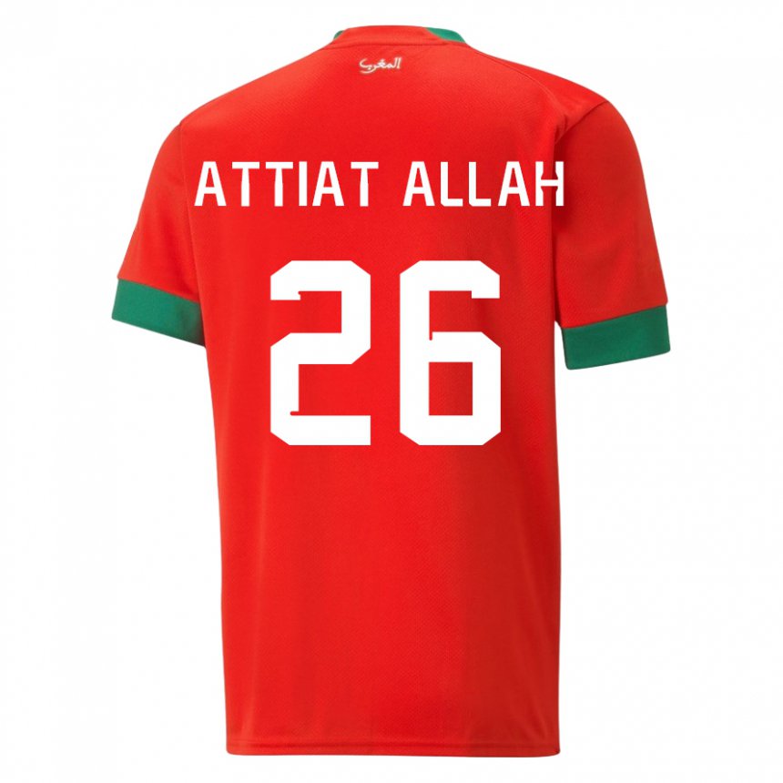 Kinder Marokkanische Yahia Attiat-allah #26 Rot Heimtrikot Trikot 22-24 T-shirt Belgien