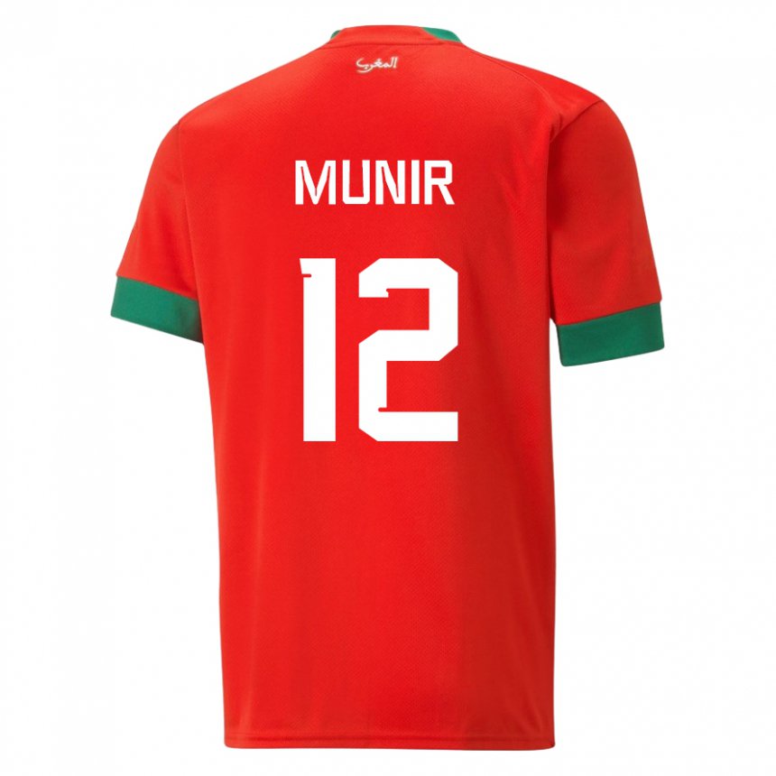 Kinder Marokkanische Munir #12 Rot Heimtrikot Trikot 22-24 T-shirt Belgien
