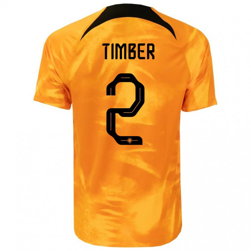 Kinder Niederländische Jurrien Timber #2 Laser-orange Heimtrikot Trikot 22-24 T-shirt Belgien