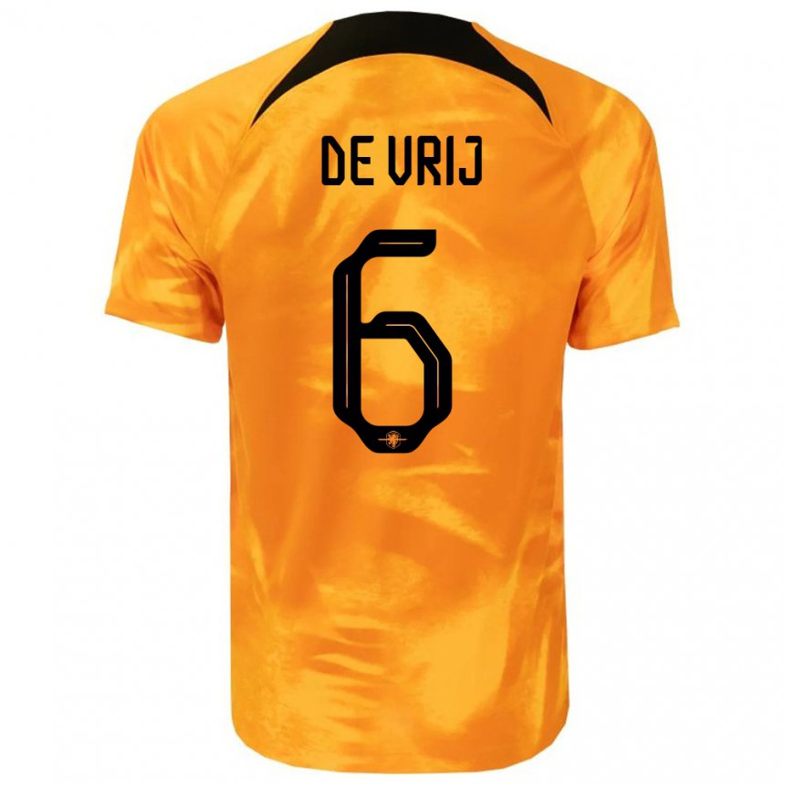 Kinder Niederländische Stefan De Vrij #6 Laser-orange Heimtrikot Trikot 22-24 T-shirt Belgien