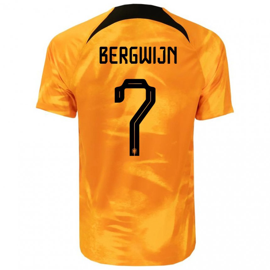 Kinder Niederländische Steven Bergwijn #7 Laser-orange Heimtrikot Trikot 22-24 T-shirt Belgien