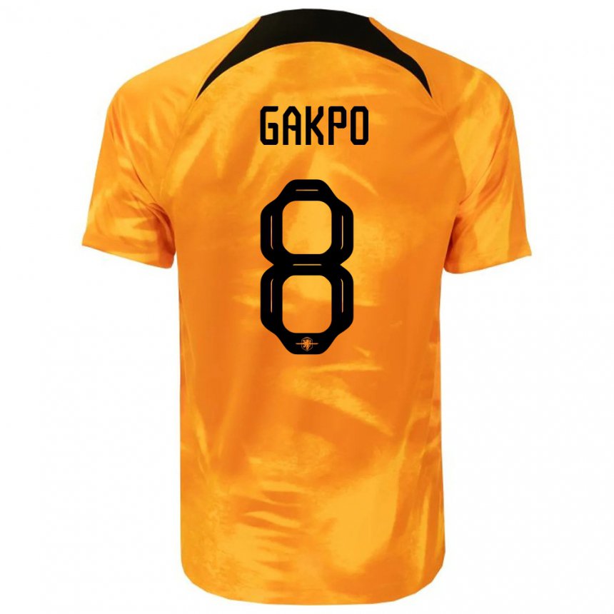 Enfant Maillot Pays-bas Cody Gakpo #8 Orange Laser Tenues Domicile 22-24 T-shirt Belgique