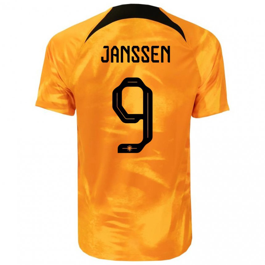 Kinder Niederländische Vincent Janssen #9 Laser-orange Heimtrikot Trikot 22-24 T-shirt Belgien