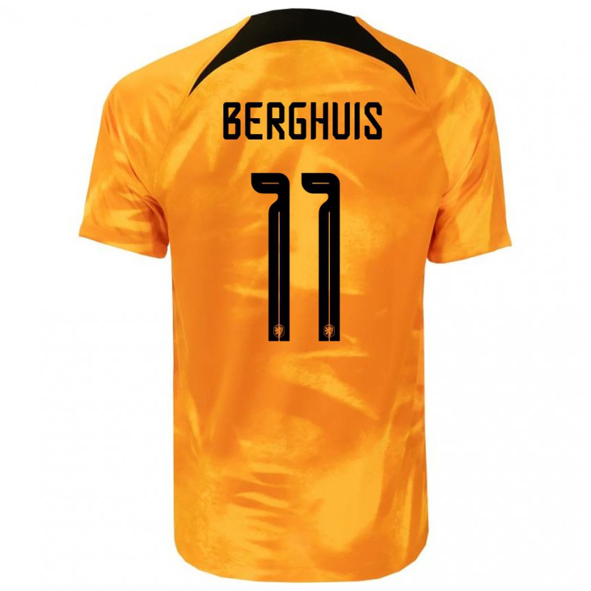 Enfant Maillot Pays-bas Steven Berghuis #11 Orange Laser Tenues Domicile 22-24 T-shirt Belgique