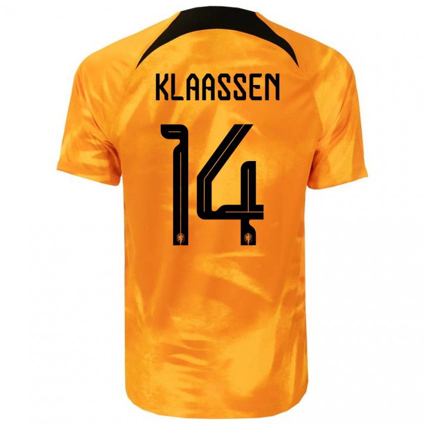 Enfant Maillot Pays-bas Davy Klaassen #14 Orange Laser Tenues Domicile 22-24 T-shirt Belgique