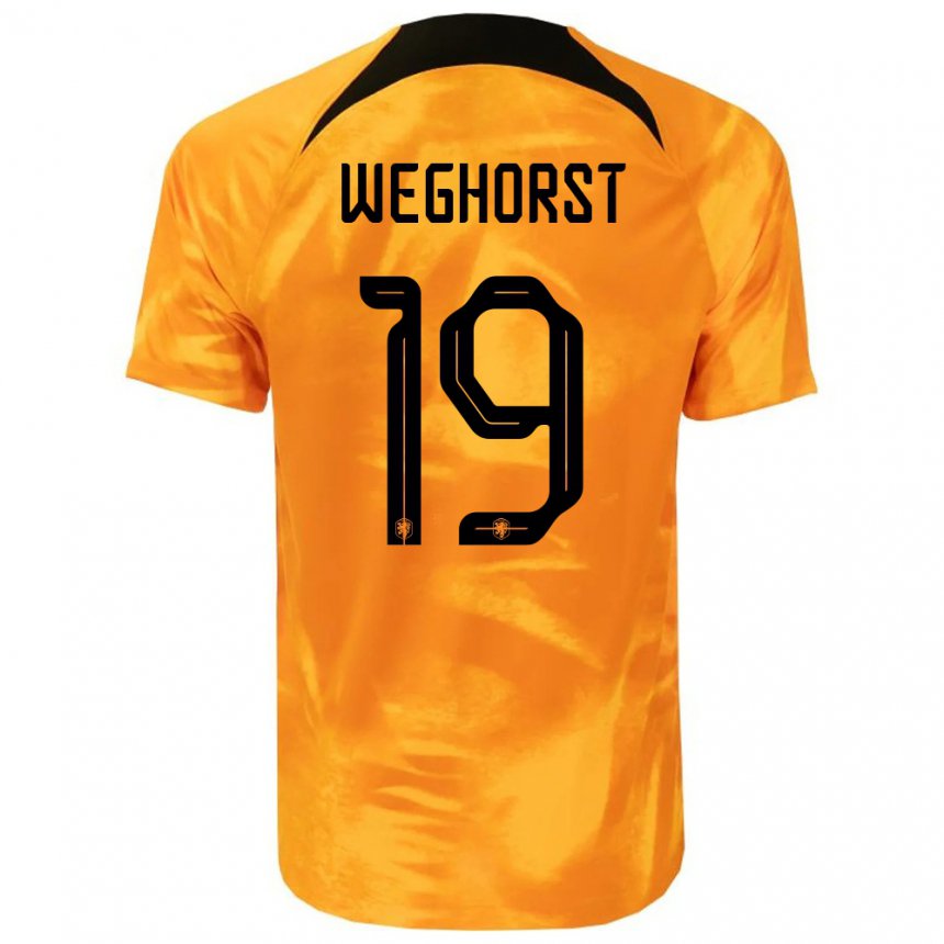 Kinder Niederländische Wout Weghorst #19 Laser-orange Heimtrikot Trikot 22-24 T-shirt Belgien
