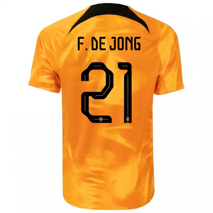 Kinder Niederländische Frenkie De Jong #21 Laser-orange Heimtrikot Trikot 22-24 T-shirt Belgien