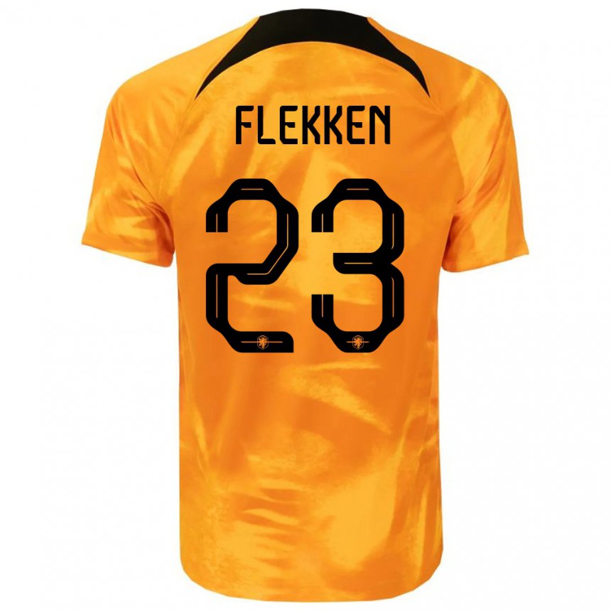 Kinder Niederländische Mark Flekken #23 Laser-orange Heimtrikot Trikot 22-24 T-shirt Belgien