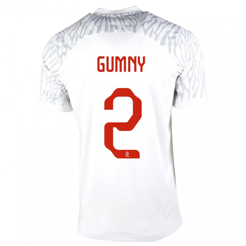 Kinder Polnische Robert Gumny #2 Weiß Heimtrikot Trikot 22-24 T-shirt Belgien