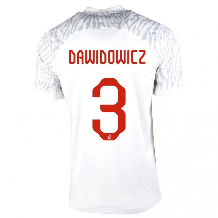 Enfant Maillot Pologne Pawel Dawidowicz #3 Blanc Tenues Domicile 22-24 T-shirt Belgique