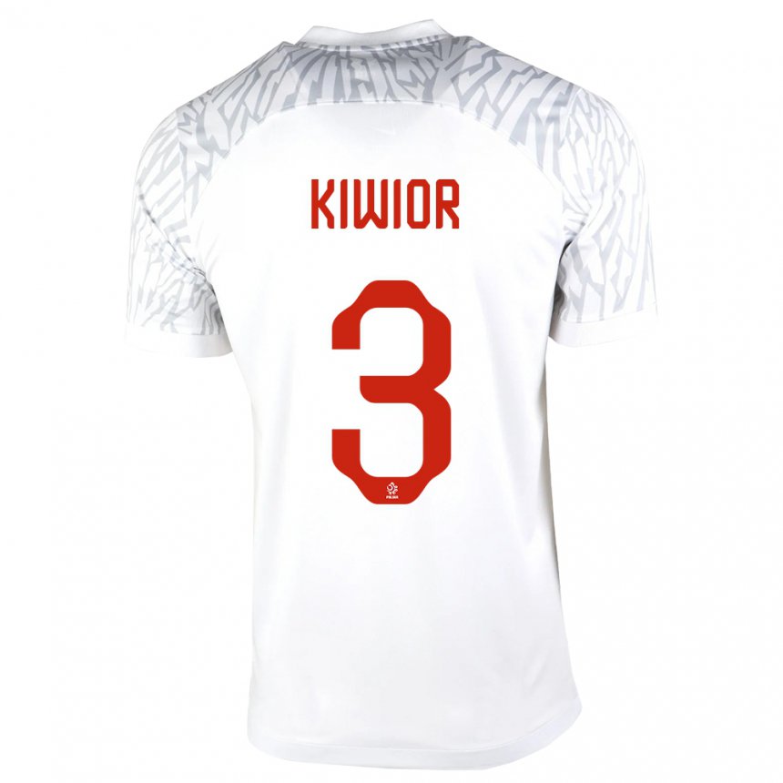 Kinder Polnische Jakub Kiwior #3 Weiß Heimtrikot Trikot 22-24 T-shirt Belgien