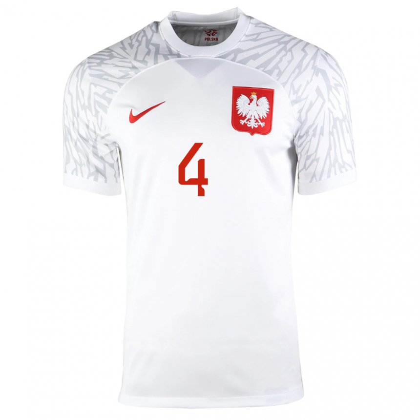 Kinder Polnische Michal Skoras #4 Weiß Heimtrikot Trikot 22-24 T-shirt Belgien