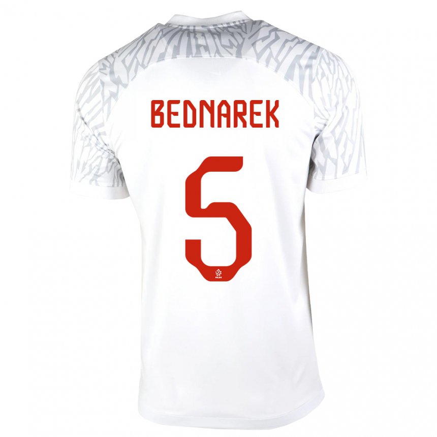 Kinder Polnische Jan Bednarek #5 Weiß Heimtrikot Trikot 22-24 T-shirt Belgien