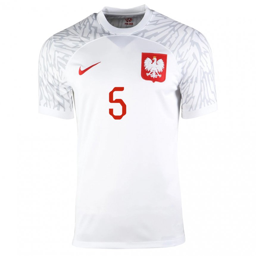 Kinder Polnische Jan Bednarek #5 Weiß Heimtrikot Trikot 22-24 T-shirt Belgien