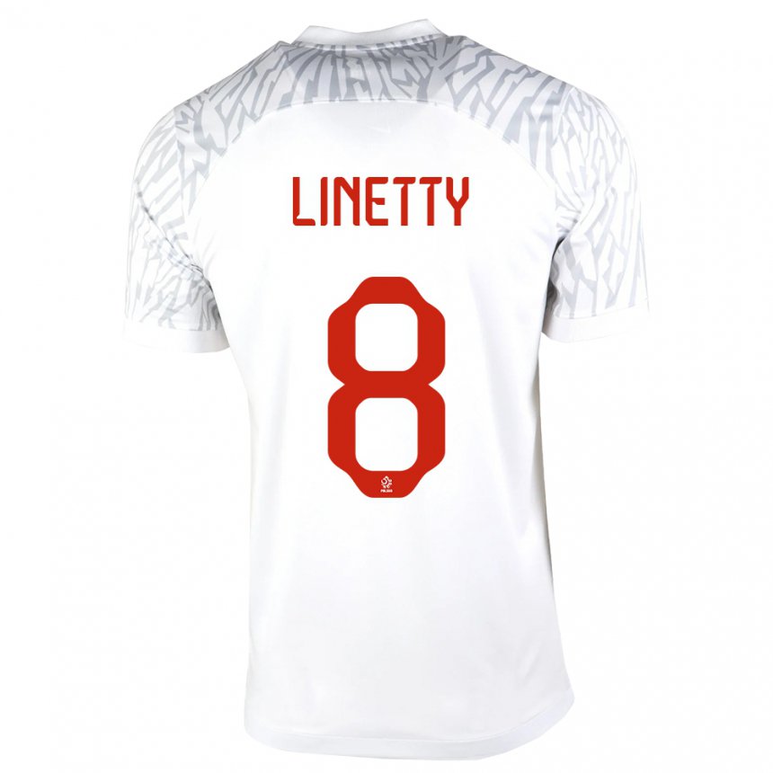Kinder Polnische Karol Linetty #8 Weiß Heimtrikot Trikot 22-24 T-shirt Belgien