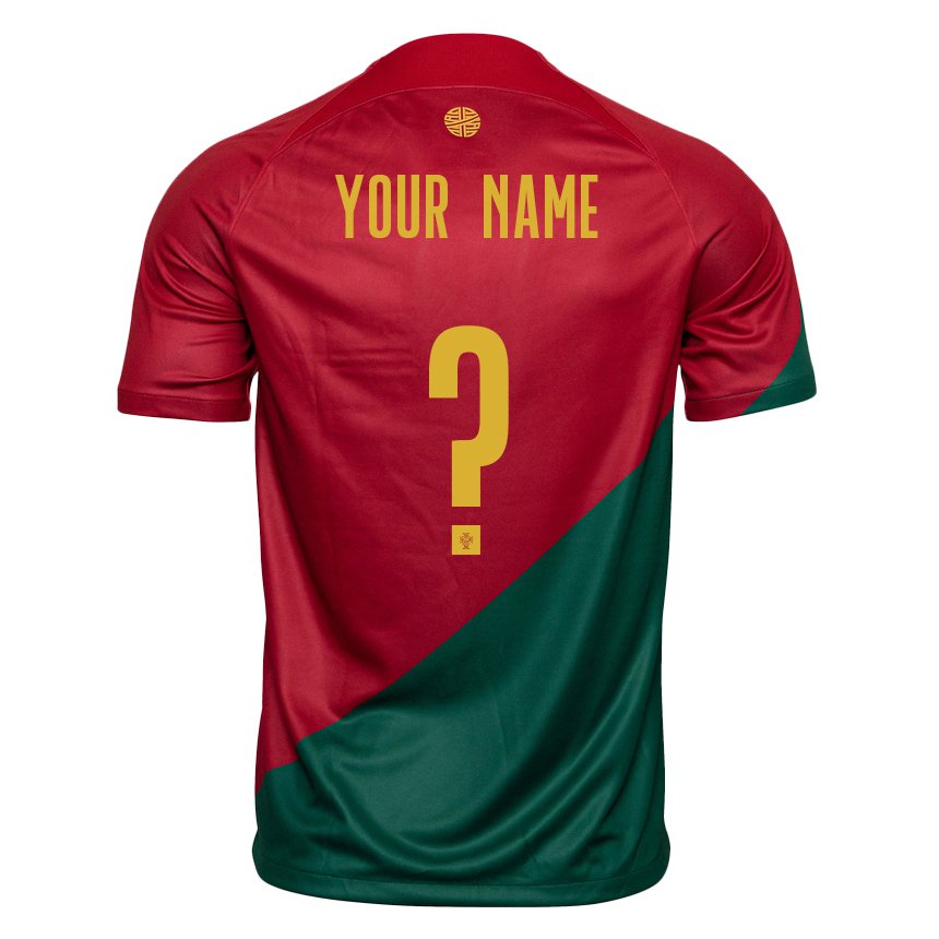 Enfant Maillot Portugal Votre Nom #0 Rouge Vert Tenues Domicile 22-24 T-shirt Belgique