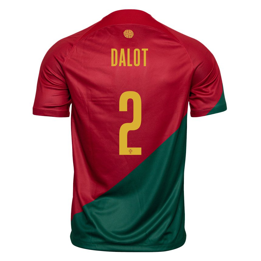 Kinder Portugiesische Diogo Dalot #2 Rot Grün Heimtrikot Trikot 22-24 T-shirt Belgien