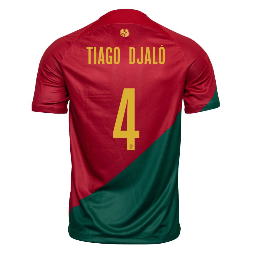 Kinder Portugiesische Tiago Djalo #4 Rot Grün Heimtrikot Trikot 22-24 T-shirt Belgien