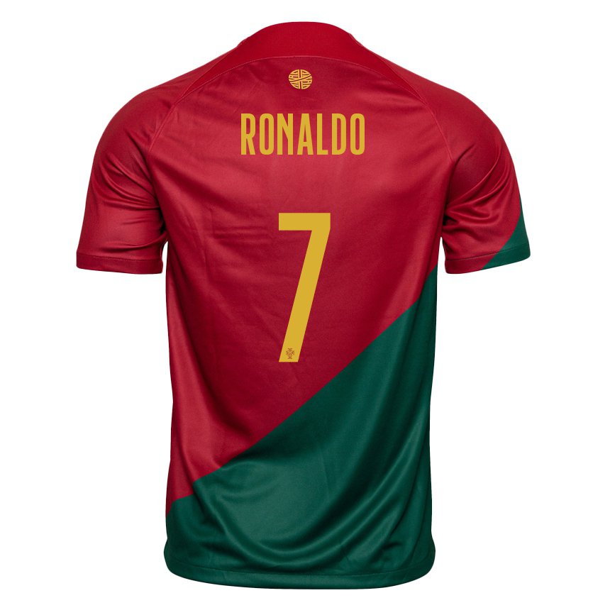 Enfant Maillot Portugal Cristiano Ronaldo #7 Rouge Vert Tenues Domicile 22-24 T-shirt Belgique