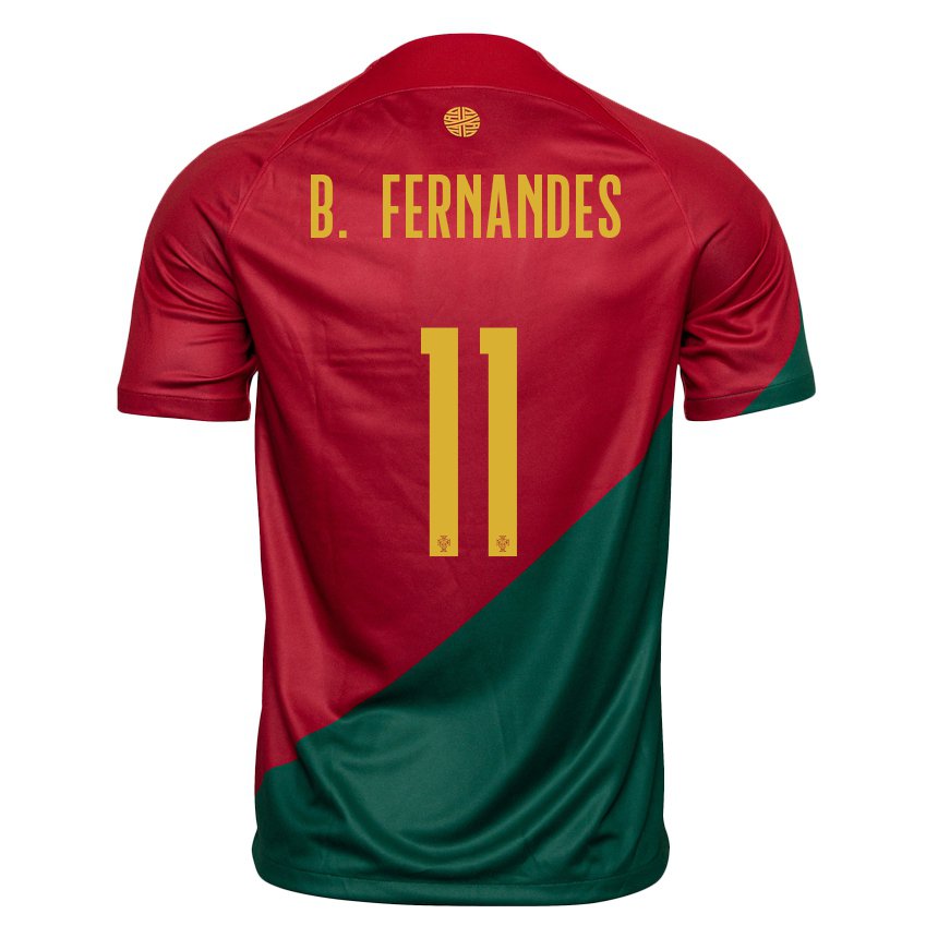Kinder Portugiesische Bruno Fernandes #11 Rot Grün Heimtrikot Trikot 22-24 T-shirt Belgien