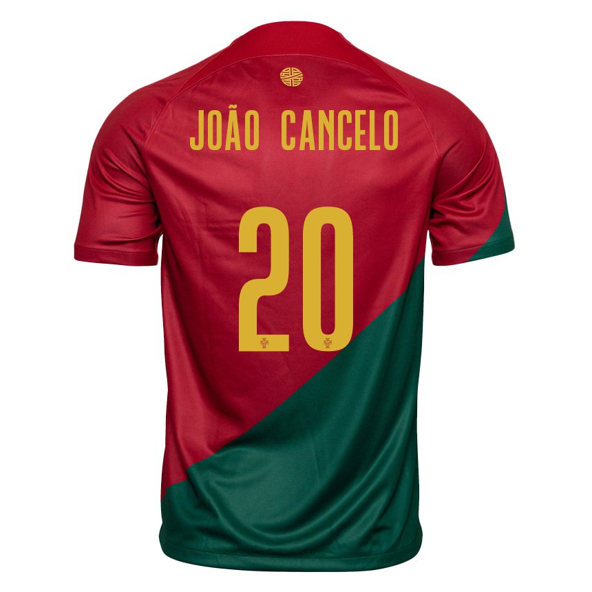 Enfant Maillot Portugal Joao Cancelo #20 Rouge Vert Tenues Domicile 22-24 T-shirt Belgique