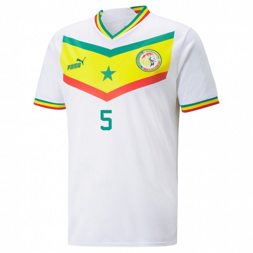 Kinder Senegalesische Idrissa Gueye #5 Weiß Heimtrikot Trikot 22-24 T-shirt Belgien