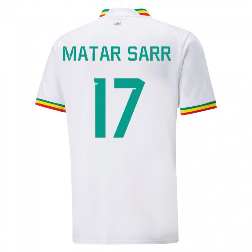 Enfant Maillot Sénégal Pape Matar Sarr #17 Blanc Tenues Domicile 22-24 T-shirt Belgique
