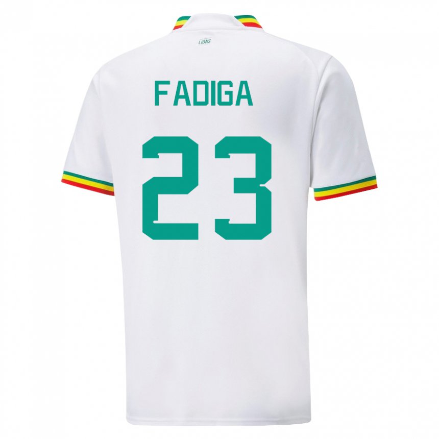 Enfant Maillot Sénégal Noah Fadiga #23 Blanc Tenues Domicile 22-24 T-shirt Belgique