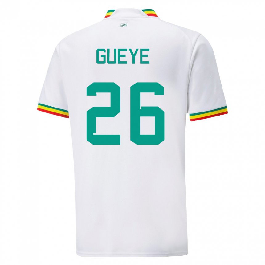 Enfant Maillot Sénégal Pape Gueye #26 Blanc Tenues Domicile 22-24 T-shirt Belgique