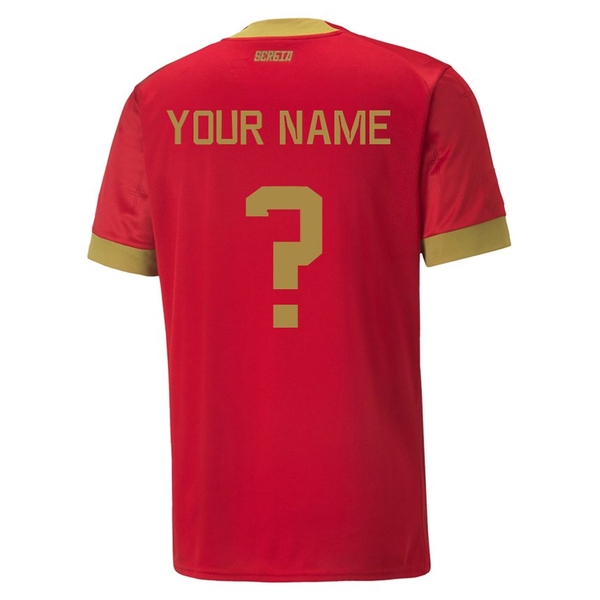 Enfant Maillot Serbie Votre Nom #0 Rouge Tenues Domicile 22-24 T-shirt Belgique