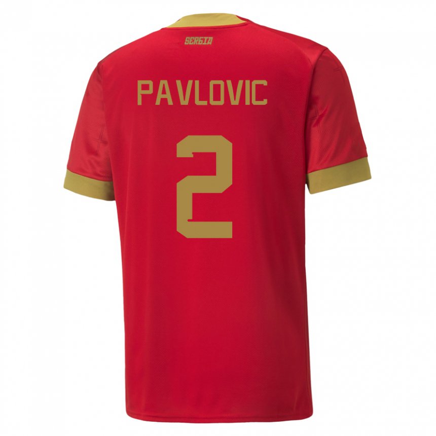 Enfant Maillot Serbie Strahinja Pavlovic #2 Rouge Tenues Domicile 22-24 T-shirt Belgique
