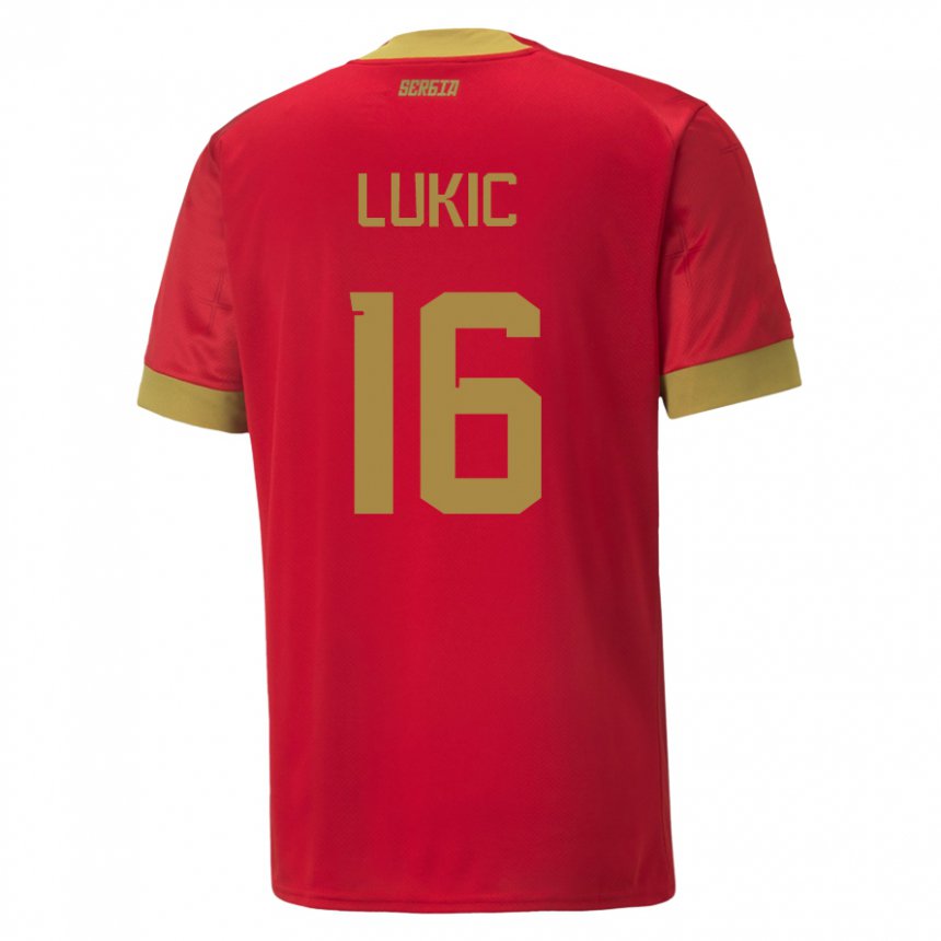 Kinder Serbische Sasa Lukic #16 Rot Heimtrikot Trikot 22-24 T-shirt Belgien