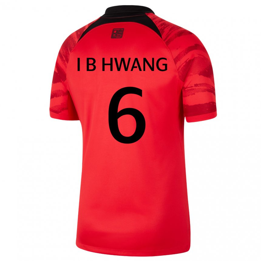Enfant Maillot Corée Du Sud In-beom Hwang #6 Rouge Noir Tenues Domicile 22-24 T-shirt Belgique