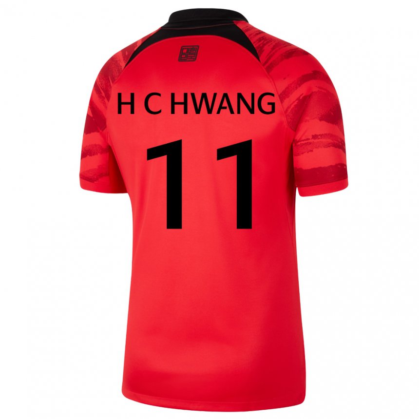 Kinder Südkoreanische Hee-chan Hwang #11 Rot Schwarz Heimtrikot Trikot 22-24 T-shirt Belgien