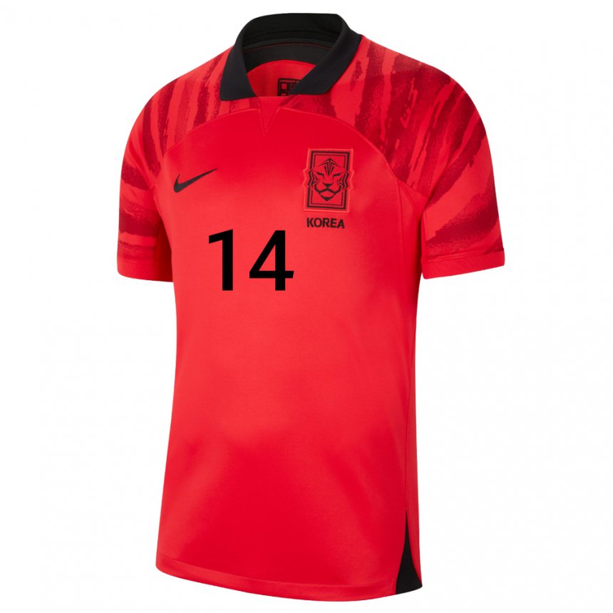 Kinder Südkoreanische Chul Hong #14 Rot Schwarz Heimtrikot Trikot 22-24 T-shirt Belgien