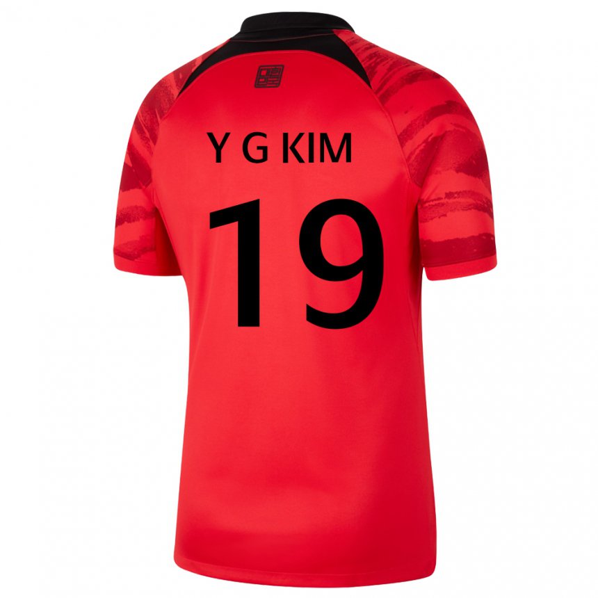 Kinder Südkoreanische Young-gwon Kim #19 Rot Schwarz Heimtrikot Trikot 22-24 T-shirt Belgien