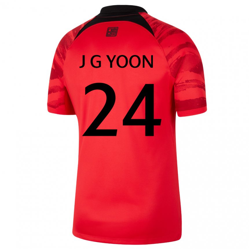 Enfant Maillot Corée Du Sud Jong-gyu Yoon #24 Rouge Noir Tenues Domicile 22-24 T-shirt Belgique