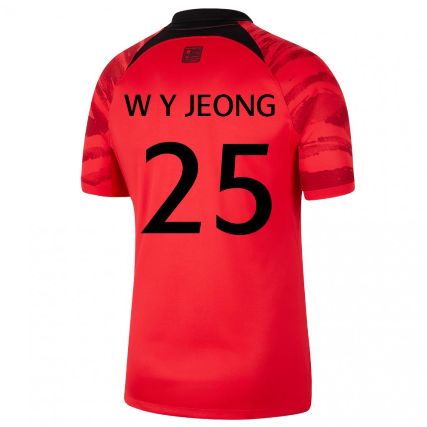 Enfant Maillot Corée Du Sud Woo-yeong Jeong #25 Rouge Noir Tenues Domicile 22-24 T-shirt Belgique