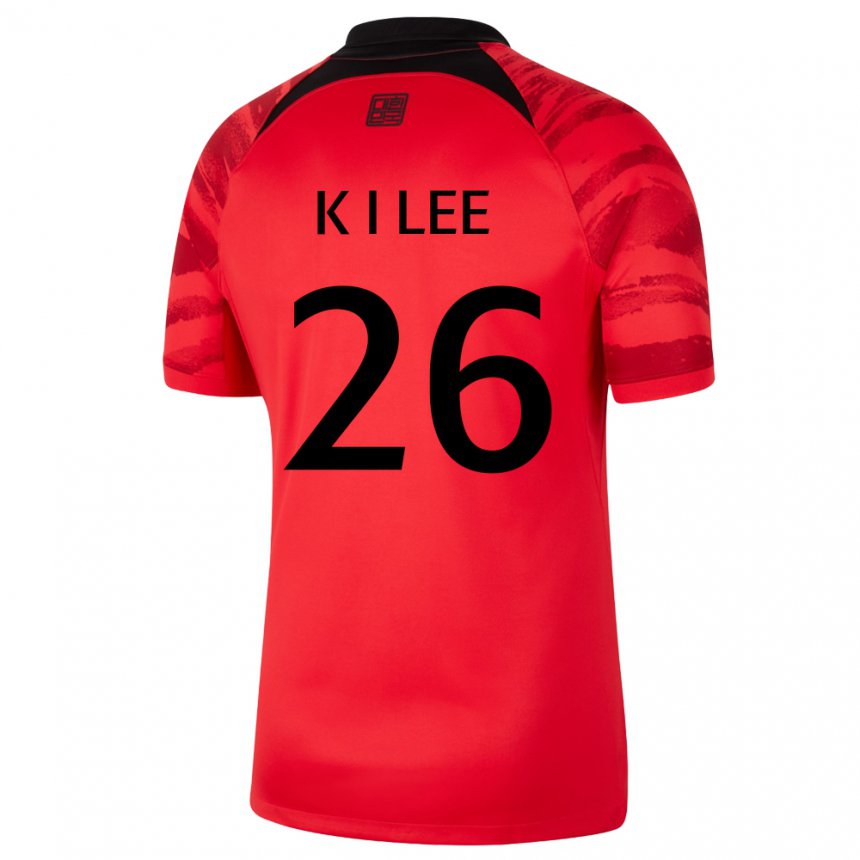 Enfant Maillot Corée Du Sud Kang-in Lee #26 Rouge Noir Tenues Domicile 22-24 T-shirt Belgique