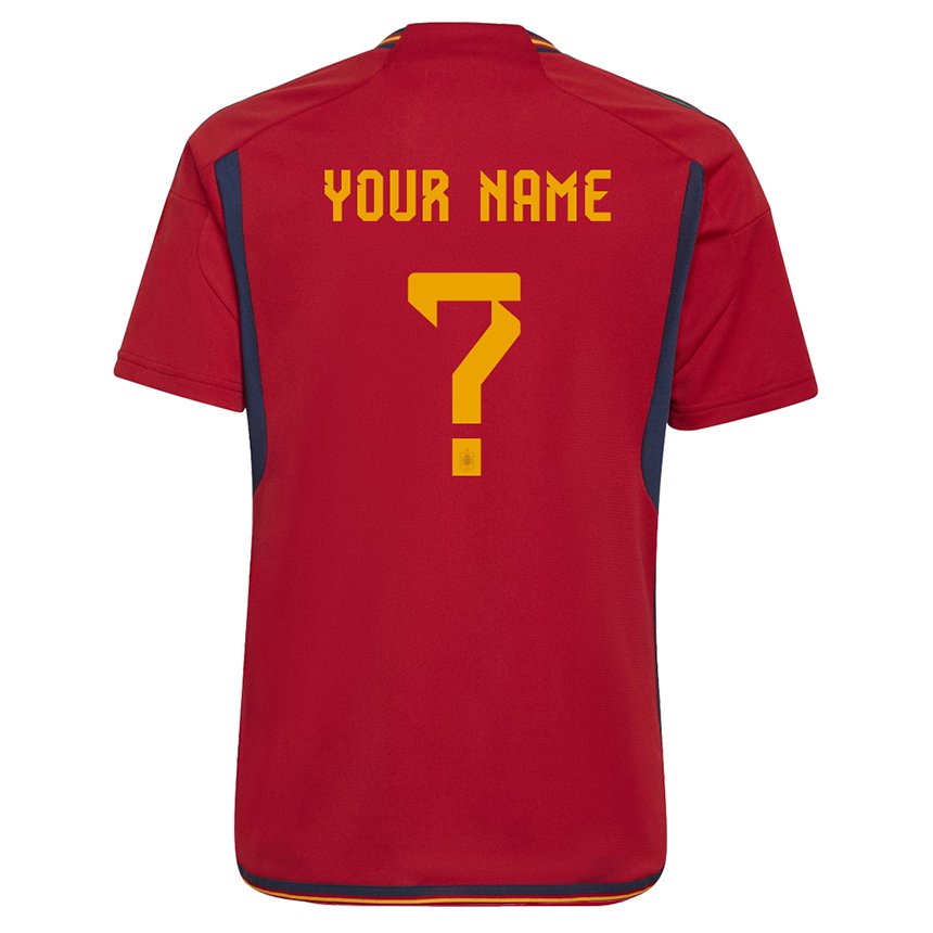 Enfant Maillot Espagne Votre Nom #0 Rouge Tenues Domicile 22-24 T-shirt Belgique