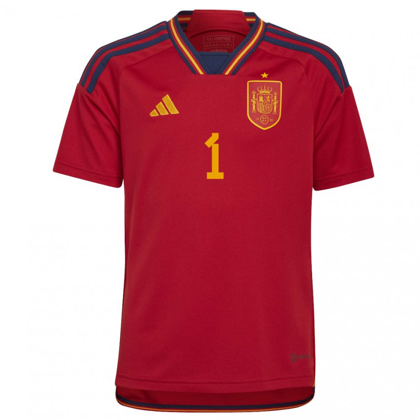 Kinder Spanische Robert Sanchez #1 Rot Heimtrikot Trikot 22-24 T-shirt Belgien