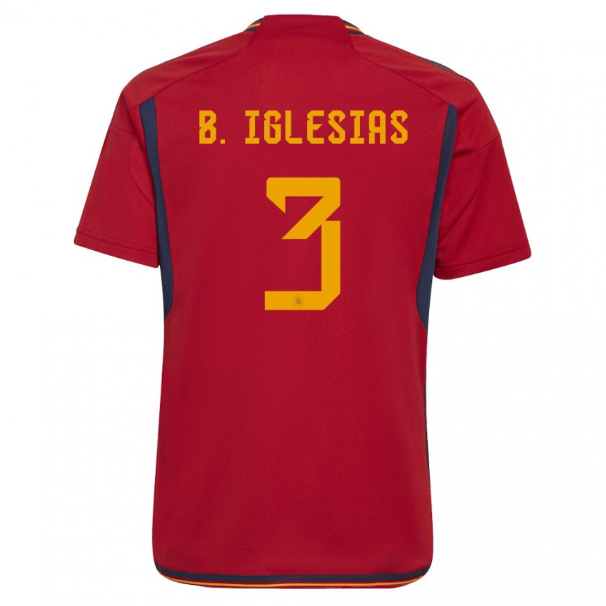 Kinder Spanische Borja Iglesias #3 Rot Heimtrikot Trikot 22-24 T-shirt Belgien